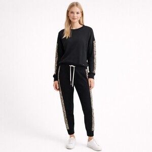 n:PHILANTHROPY Snakeskin Trim Jogger Sweatset Black Cotton Set size Medium